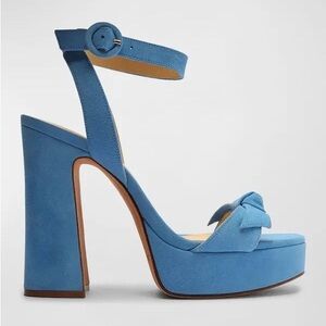 Alexandre Birman Clarita Blue Suede Platform Heels